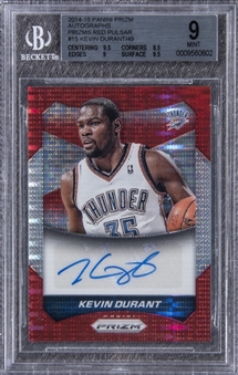 2014-15 Panini Prizm Autographs Red Pulsar #15 Kevin Durant (#02/49) - BGS MINT 9/BGS 10 